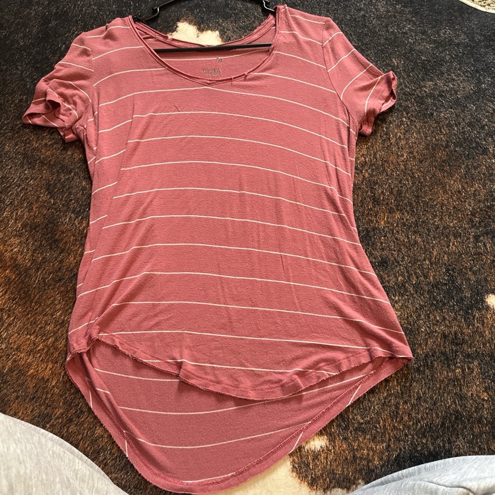 Women's Short Sleeve Striped Top in Rust